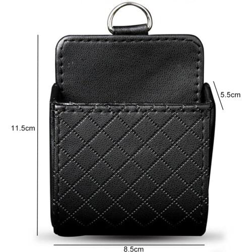 Universal Car Air Vent Organizer Box Storage Bag with Hook Auto Mount Outlet Hanging Leather Container Pocket Coin Phone Holder