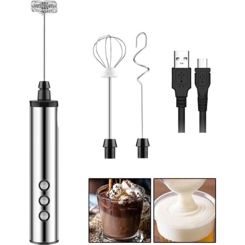 3 in 1 Electric Mixer Blender Milk Frother Handheld Rechargeable Stainless Bubble Maker Whisk For Coffee Cappuccino