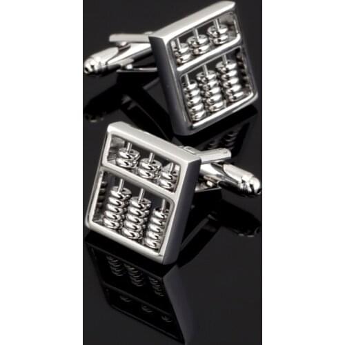 XKZM-022 Abacus cufflinks Silver Color Brass Material Functional Tool Design Free Shipping