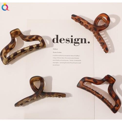 Hair Clips Tortoise-shell Claw Cellulose Acetate Jaw Clip Celluloid French Design Hair Barrettes Grip Leopard Clamps for Women