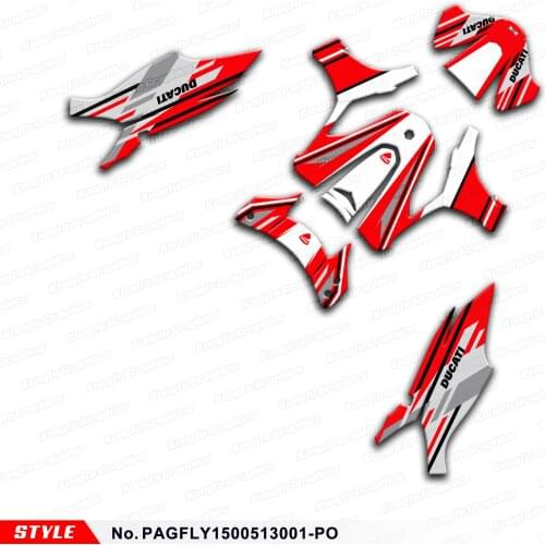 Aftermarket Motorcycle Graphics Scooter Stickers for Piaggio FLY 150 2005 2006 2007 2008 to 2013, Style No.PAGFLY1500513001-PO