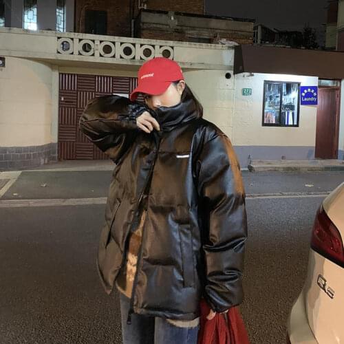 Woman Jacket Parkas Coat Winter Cotton Clothing Womens Coat Loose PU Leather Coat Veste Femme