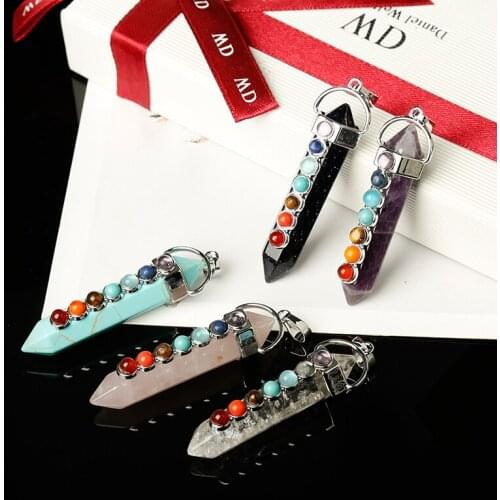 1PC Seven-color gem natural crystal pendant rose quartz amethyst magic cure crystal can be used for party DIY gift couple gift