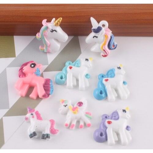 10pcs/lot flatback resin cabochons hotsale kawaii resin unicorn