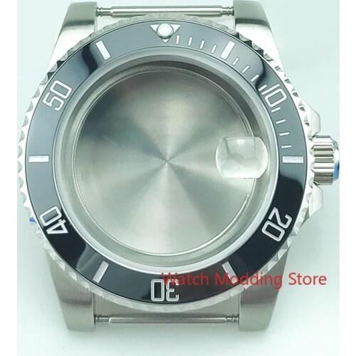 100M WR 40mm Sapphire Crystal Black Silver Printing Bezel Watch Case Fit Seagull2836 Miyota8215 ETA2836 Movement Stainless Steel