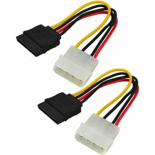 15 Pin SATA Female to Molex IDE 4 Pin Male Power Adapter Cable - Pack of 2