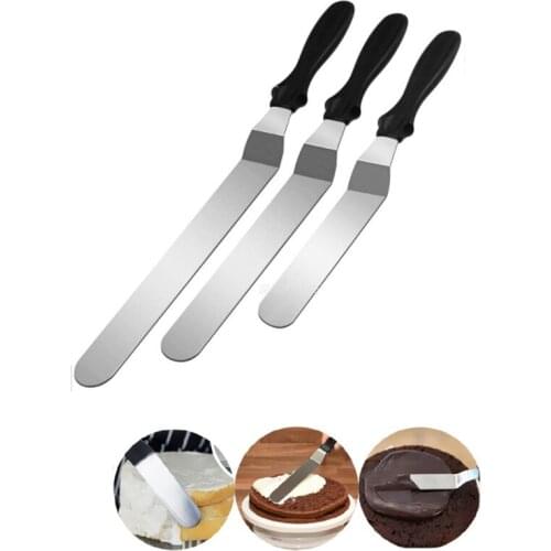 3Pcs/Set Angled Icing Spatula Stainless Steel Cream Butter Spatula Cake Smoother Scraper Kitchen Gadget Utensil Baking Tools