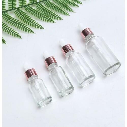 300X 5-100ML Tube Transparent Dropper Glass Rose Gold Cover Aromatherapy Liquid Essential Massage Oil Pipette Refillable Bottles