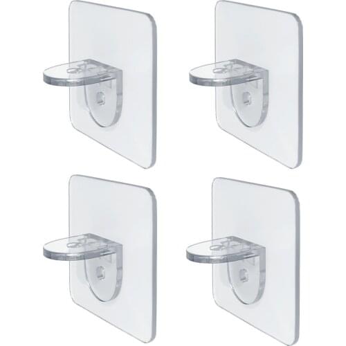 4pcs Closet Support Pegs 90° Plastic Cabinet Shelf Supports Adhesive Free-punching Wall Hangers Clips for Home
