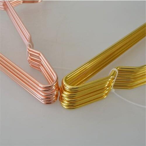 5pcs/lot Nordic Ins style clothes rack rose gold adult metal clotheshorse household hang non-slip clothing support coat hanger