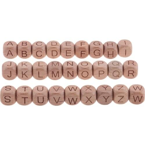 500pcs Wooden Letters Beads Wood Beech Baby Teethers Necklace Beads Wooden Teether Nursing Letter Beads Baby Teething Toys