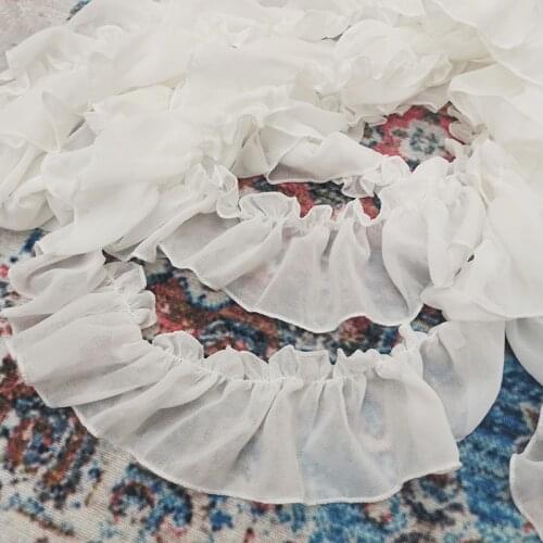 8cm wide 3meters/lot cloth/bedding room ruffles lace fabric lace trim black/white chiffion material diy accessory X685