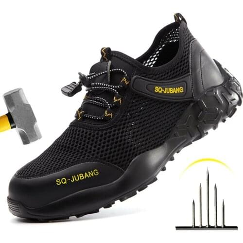 Summer Steel Toe Work Shoes Men Puncture Proof Safety Shoes Man Light Industrial Casual Shoes Male Workplace Safety Work Boots