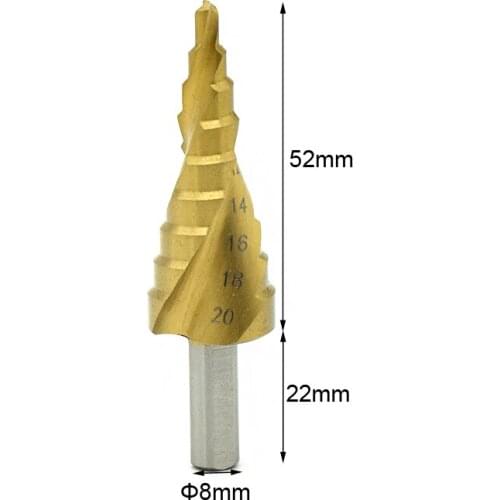 HSS High Speed Steel Triangle Shank Pagoda Step Sprial Flute Grooved Drill Bit from 4-20mm Drop Ship