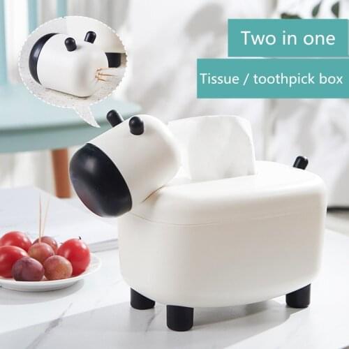 Household cute cartoon tissue / toothpick assembly storage box tissue box roll paper pumping universal box desktop finishing box
