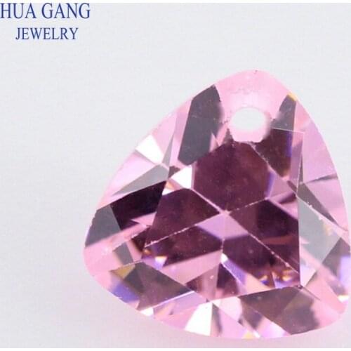 Single Hole AAAAA Trillion Shape Pink Cubic Zirconia Stone For Jewelry Making Size 4x4~12x12mm High Quality CZ Stone Beads