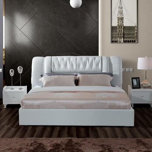 Double tiger furniture leather bed double bed modern simple soft bed 1.8m economical bedroom bed rc15