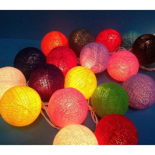 2018 Colorful 20pcs Cotton Ball String Light Gerlyanda Fairy Lights 220/110V Wedding luces decorativas Garland Luminaria Bedroom