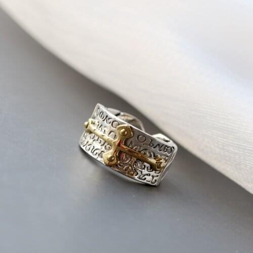 Classic hot sale 925 sterling silver geometric design Cross Open Ring Fashion Part Jewelry Gifts fashion tide flow high quality