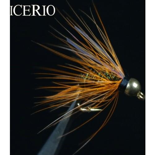 ICERIO 8PCS Brass Bead Head Hackle Flash Prince Nymph Trout Fly Fishing Lures #12