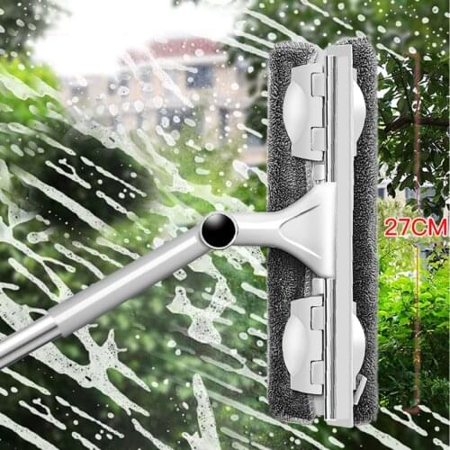 Glass Cleaning Tool Double-sided Telescopic Rod Window Cleaner Squeegee Wiper Long Handle Rotating Head Brush Silicone Scrubber