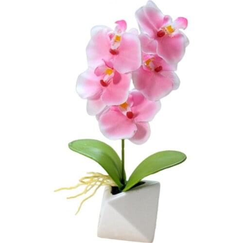 Simulation Phalaenopsis Bonsai Ornaments Artificial Flower Pot Garden Home Decor Artificial Flowers Bouquet With Vase For Decora