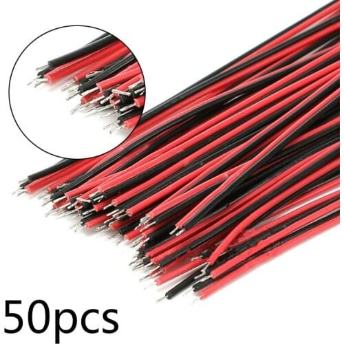 Red and black 2P electronic solder wire, 50 pcs per pack, 26AWG, 80mm, length 150MM, LED wire connection, for DIY