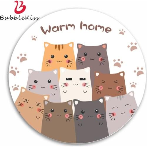Bubble Kiss Japanese Style Cartoon Round Carpet Home Bedroom Decor Floor Mats Cute Cats Pattern Imitation Wool Fabric Rugs 2021