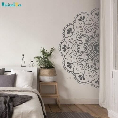 Mandala Half Piece Decal Spiritual Buddhism Wall Mural Yoga Studio Home Decor Self-adhesive Design Large Size Sticker YT4975