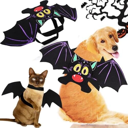 Cartoon Bat Halloween Pet Dog Costumes Bat Wings Vampire Black Cute Fancy Dress Up Halloween Pet Dog Cat Costume Dropshipping