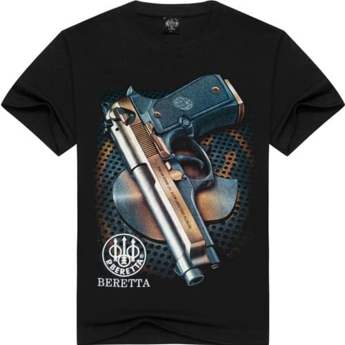 [Men bone] Mens beretta gun tshirt casual black cotton 3d t shirt clothing Men T Shirt printing style t-shirt men
