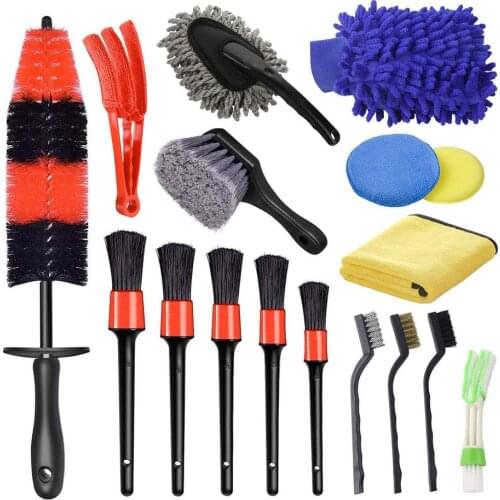 17Pcs Car Cleaning Detailing Brush Set Auto Car Cleaning Accessories Kit Car Interior Exterior Cleaning Dirt Dust Clean Tools
