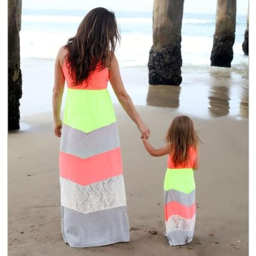 Parent-child outfit family matching mother daughter dresses clothes striped mom and daughter dress kids parent child outfits
