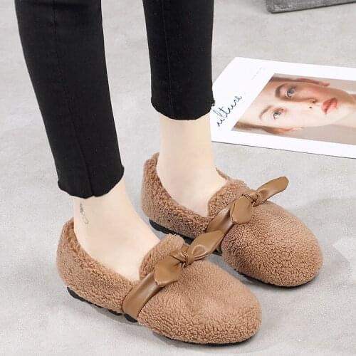 2020 New Style Fluffy Shoes Female Winter Outerwear Autumn Loafers Pregnant Women Moccasins Female Large Size 35-41 NVX308