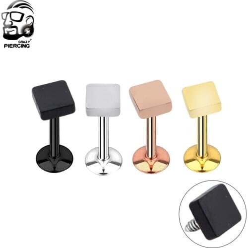 New Product Ear Piercing Lip Body Labret Cartilage Helix Tragus Square Barbell Bar Earrings Surgical Steel Ear Studs Piercing