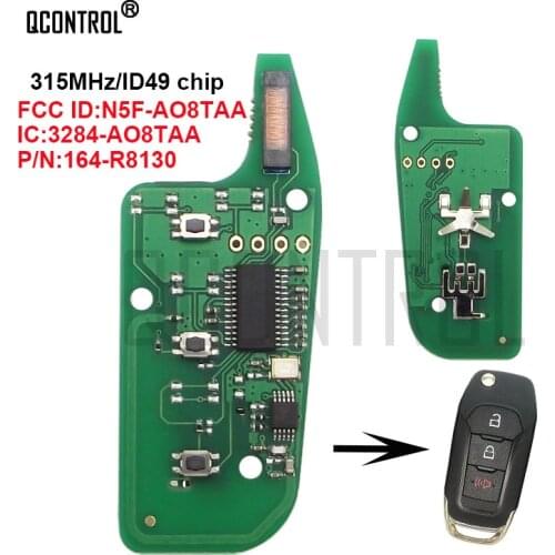 QCONTROL Car Remote Key Circuit Board for Ford F150 F250 F350 EXPLORER 2015-2019 with PCF7945 HITAG-PRO 49 CHIP N5F-AO8TAA