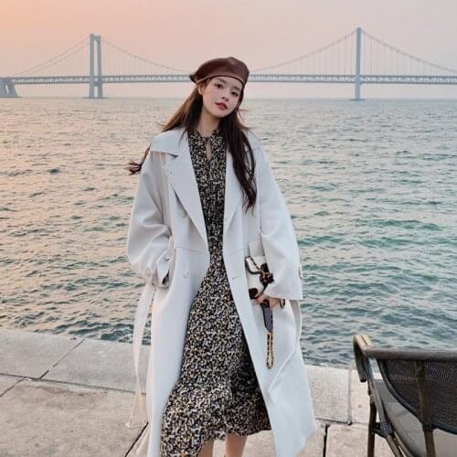Popular Mid-length British Style Japanese Windbreaker Jacket High-end Temperament Goddess Popular Loose Womens Trench Coat