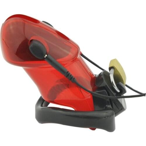 Electric Shock Penis Cage CB Chastity Apparatus for Men with Lock Chastity Cage Pu Plastic Binding Lock Adult Toys