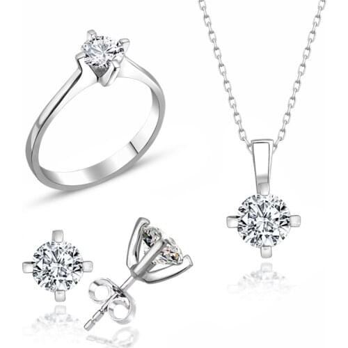 Certified Swarovski 3 mm Single Stone 925 Silver Set Suit
