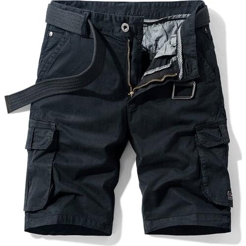 2021 Summer Cargo Short Men Fashion Casual Shorts Mens Military Cargo Pocket Pants Cotton Male Tactical Shorts No Belt Plus Size