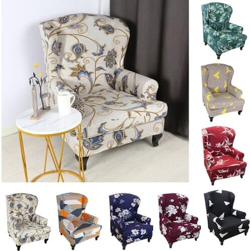 Armrest Chair Covers Printed Flower Wing Back Chair Cover Dustproof Stool Protector Elastic Slipcovers for Wedding Banquet