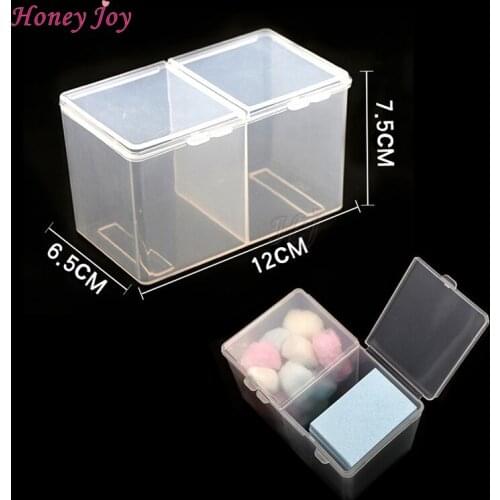 1pc Storage Box Case Container 2Room for Nail Art Polish Remover Cotton Pad Paper Wipe Personal Manicure Treatment Salon Accesso