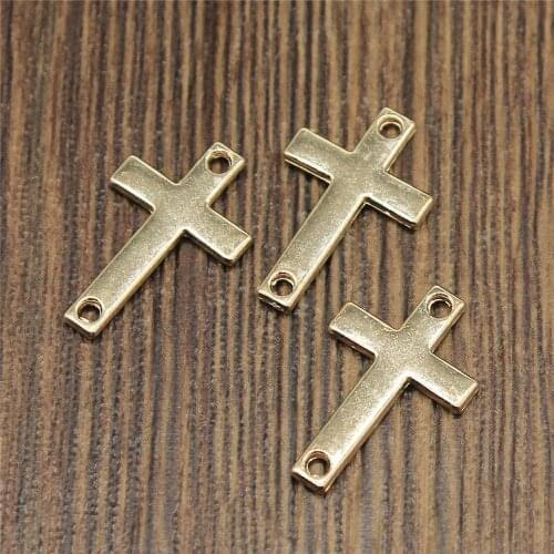 WYSIWYG 20pcs Cross Connector Pendant Charms DIY Jewelry Making Jewelry Finding KC Gold Color 12x18mm