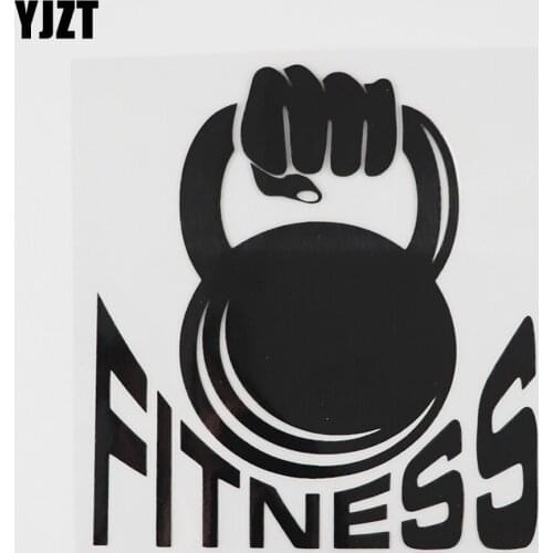 YJZT 13.5CMX14.9CM Fitness Weight Lifting Bodybuilding Decal Vinyl Car Sticker Black/Silver 8A-0988