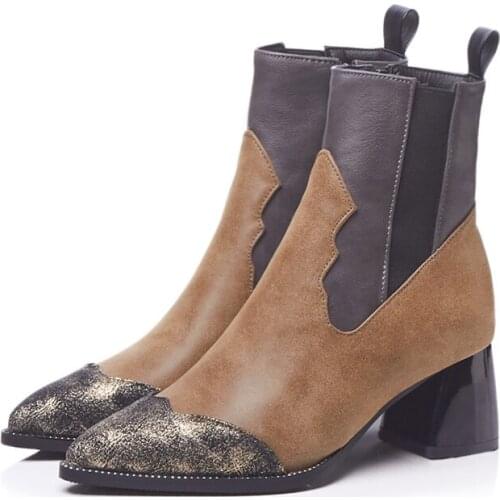 Big Size 9 10 11-17 boots women shoes ankle boots for women ladies boots Color side zipper trim