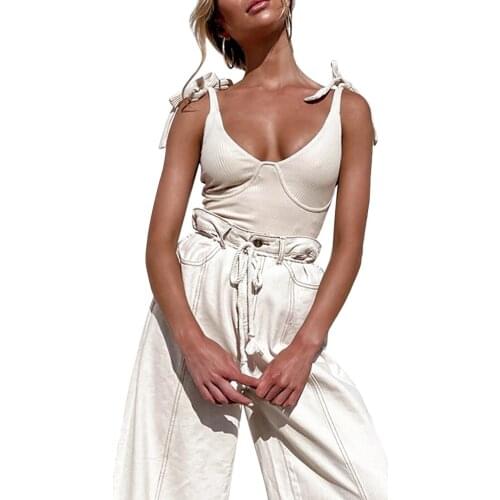 Women Fashion Lace-up Solid Color Tops Stylish Sleeveless Tops for Shopping Daily Wear