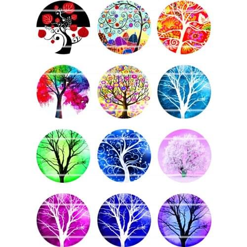 Handmade Colorful picture Round Glass Cabochons Refrigerator magnet for Necklace Decoration and Phone Chain Accessaries123