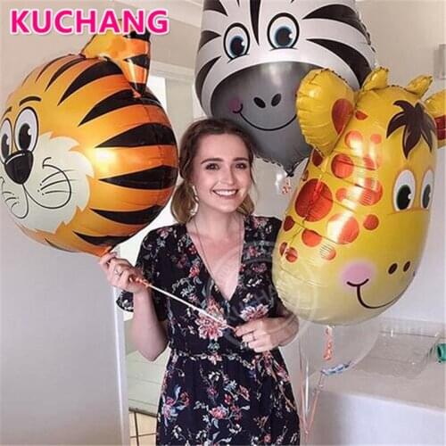 1PC Large Size Animal Head Foil Helium Balloon Lion Giraffe Monkey Butterfly Baby Shower Farm Birthday Party Wedding Decorations
