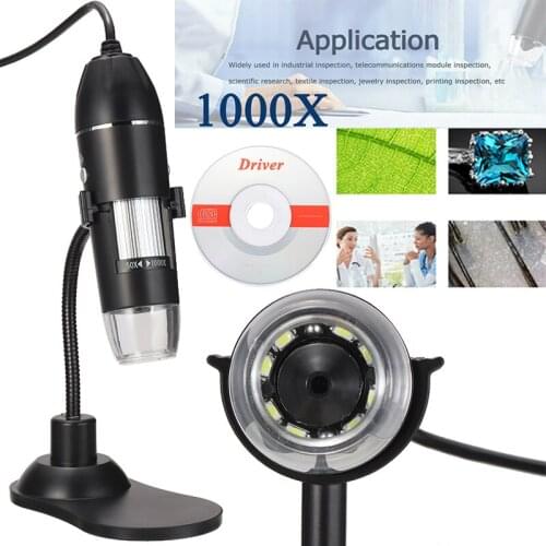 1000X USB Digital Zoom Microscope Handheld/Desktop 8 LED Magnifier with Metal Stand Electronic Microscope Camera Endoscope