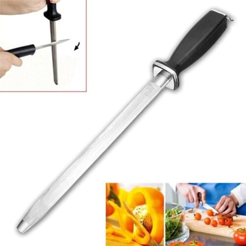 12'' Professional Chef Knife Sharpener Rod Diamond Sharpening Stick Honing Steel M6CE